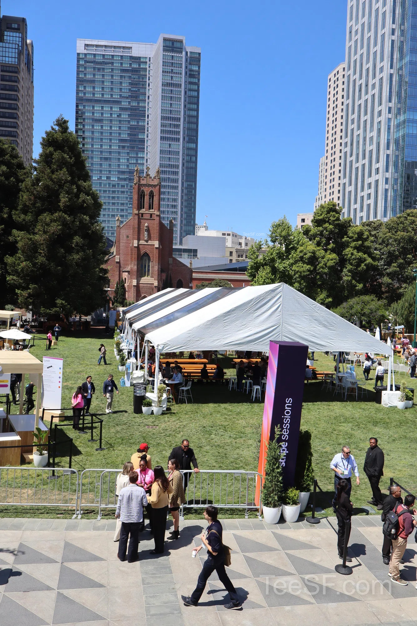 stripe Sessions Outdoor Garden And Crowds at Stripe Sessions 2026 in San Francisco.